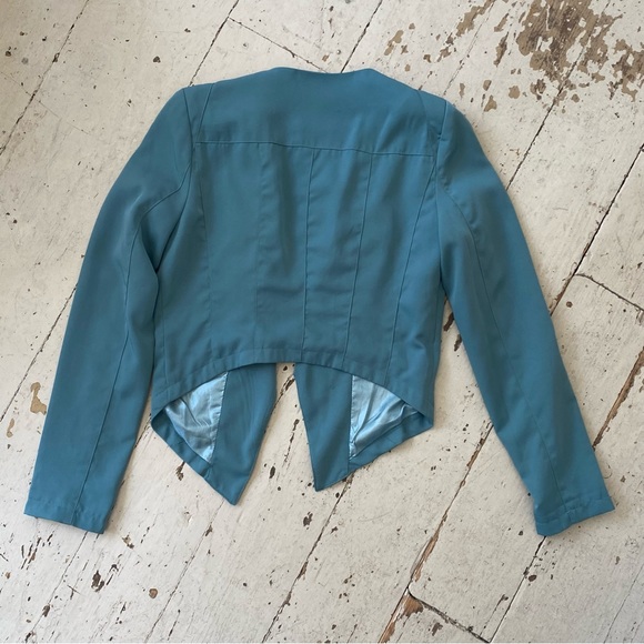 Very J Turquoise Open Waterfall Blazer Jacket - Picture 2 of 14